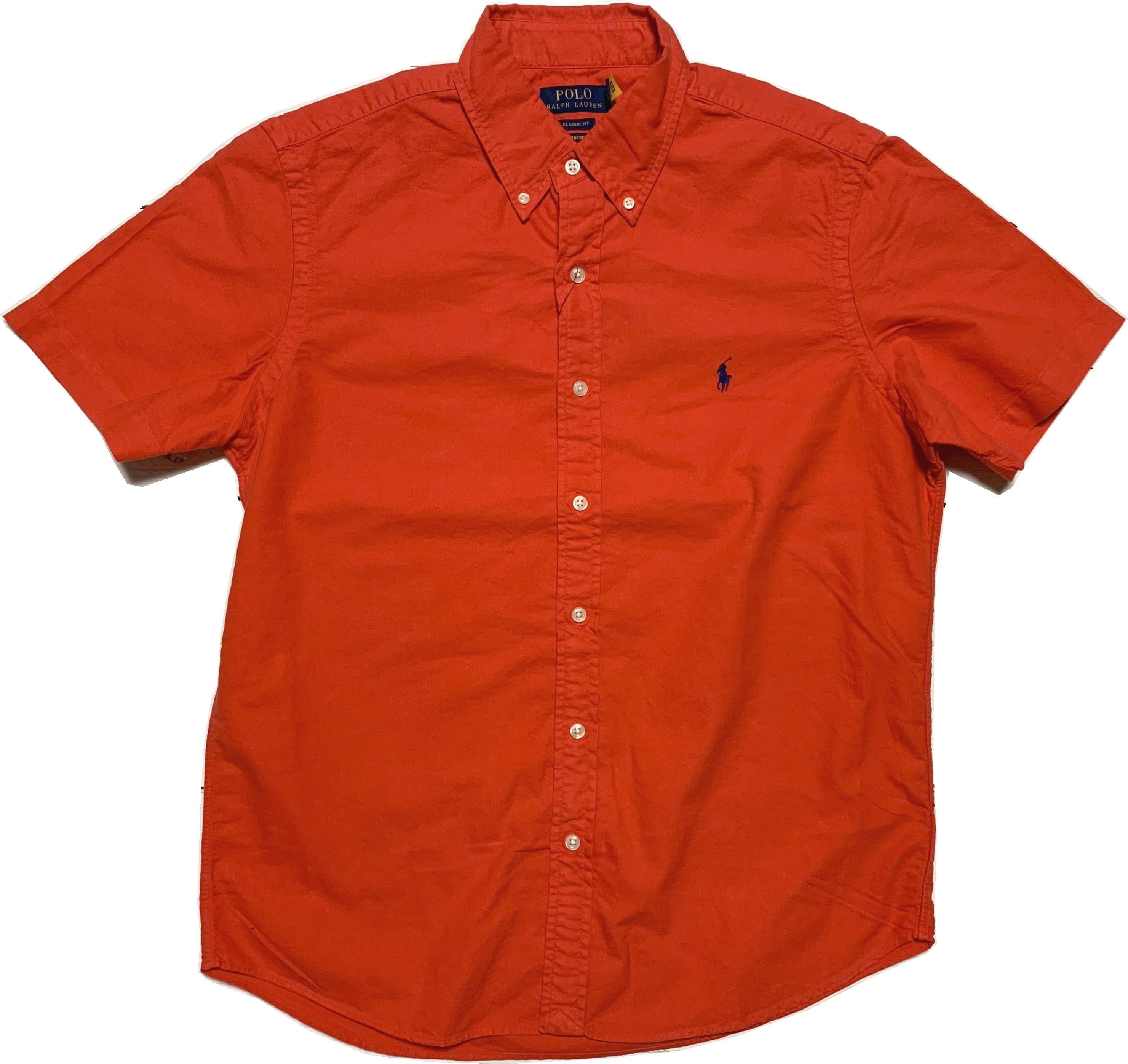 半袖 ワンポイント ボタンダウンシャツ レッド系 朱色 メンズ PR2-274