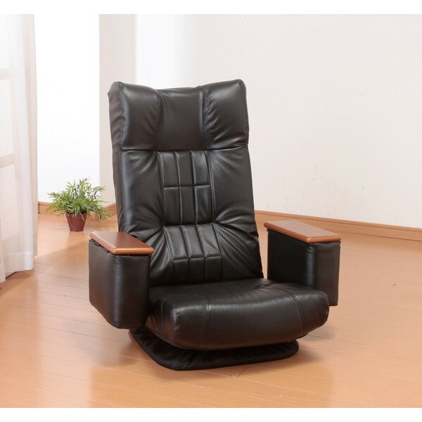 ファミリーライフ NEW天然木肘付きリクライニング回転座椅子 ブラック(0425810) メーカー直送 13,969円