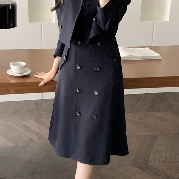 ダブルボタンフレアスカート sk6866