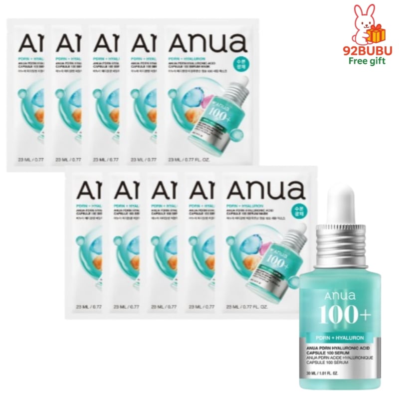 【集中保湿ケア2種】PDRN ヒアルロン酸 カプセル100 セラムマスク 23ml 10枚+美容液30ml/保湿美容液/ 水光肌 /ツヤ肌 /ハリケア /水分チャージ／密着シート/メイク前 パッ