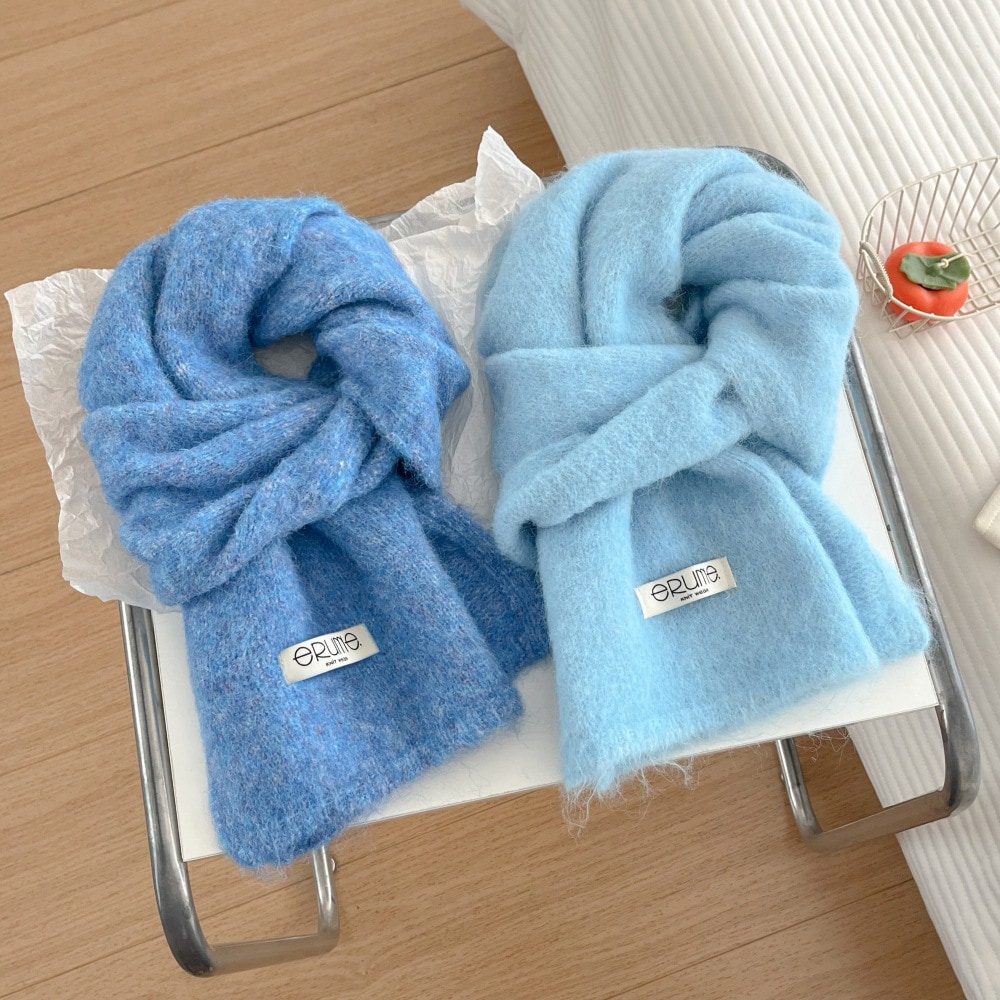 10個セット マリンブルーニットマフラー女2026新ウール混紡韓系雰囲気学生ネックウォーマー