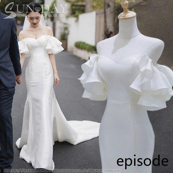 新品ウェディングドレス ウエディングドレス白 パーティー 可愛い 花嫁ロングドレス 結婚式 トレーンライン 二次会 フォームドレス お呼ばれ 挙式hs6745