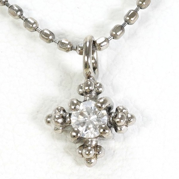 K18 18金 WG ホワイトゴールド ネックレス ダイヤ 0.05 約45cm ジュエリー 中古