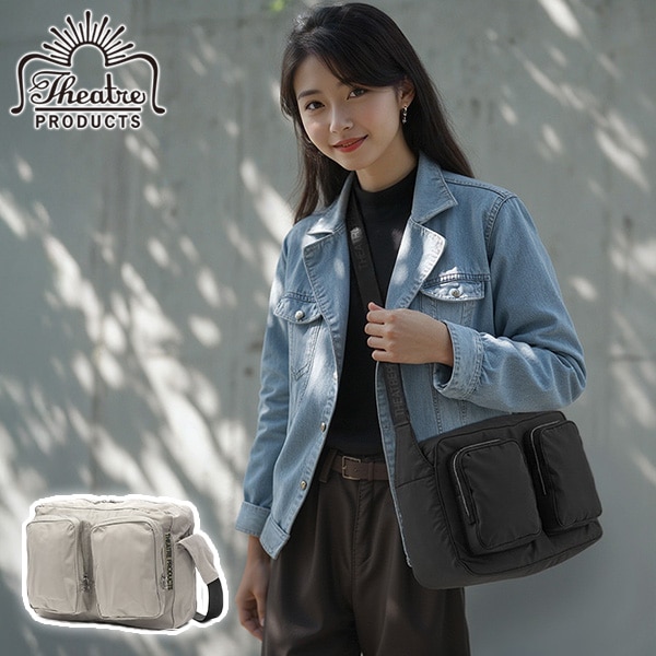 ショルダー レディース 斜めがけ ブランド 軽量 ナイロン シンプル 横型 肩掛け B5 NYLON OUT POCKET SHOLDER BAG CL240304