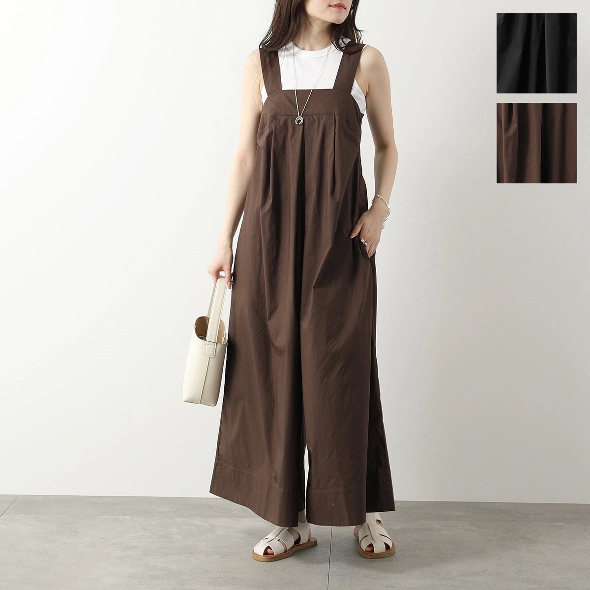 MEIMEIJ メイメイジェイ オールインワン M4EA62 レディース サロペット コットン ノースリーブ ワイド カラー2色