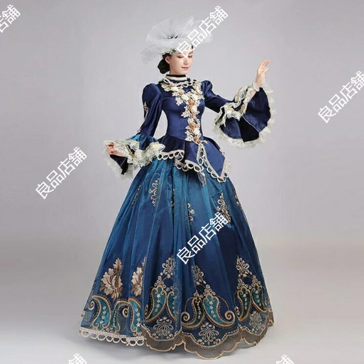 人気 上品 刺繍２点セット ドレス+３層パニエ ステージ衣装 舞台衣装 オペラ声楽 中世貴族風 お姫様ドレス 宮廷中世風 ドレス 貴族ドレス 中世ヨーロッパ ステージ衣装 オペラ 声楽 学園祭 文化祭