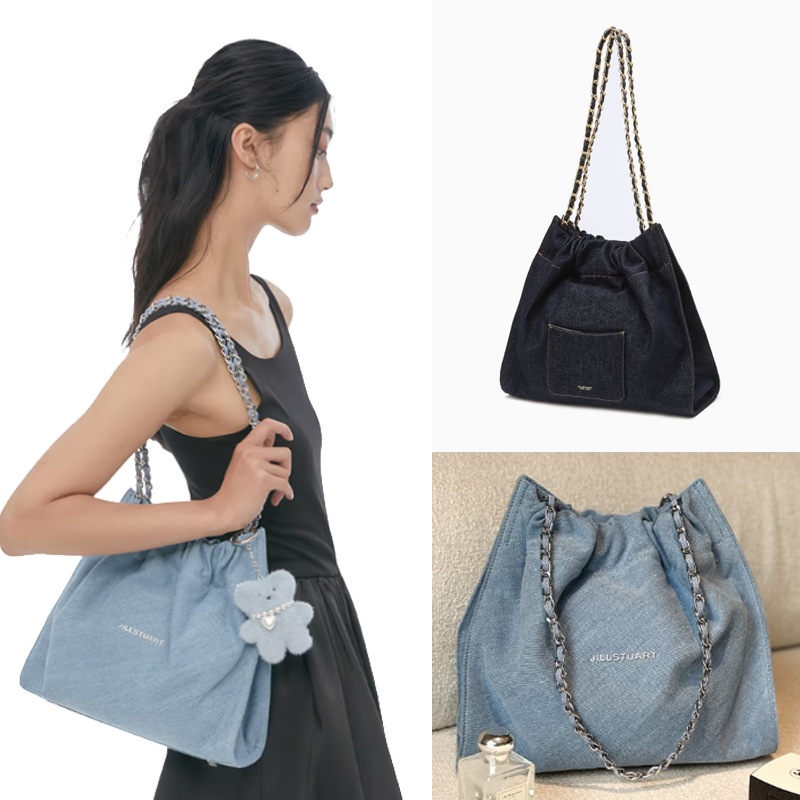 [COCO CHAIN] DENIM DRAWSTRING CHAIN SHOULDER M [demim / Dark denim ] / JABA4F168B2 / JABA4F178B3
