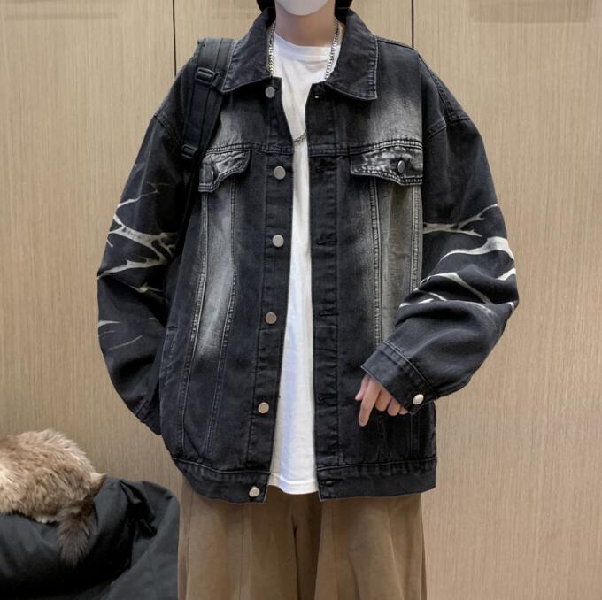 メンズ 韓国のファッション 春と秋 新しい ルーズで用途の広い ゆるい 個性 デニムジャケット カップルのオールマッチコート 88NW09