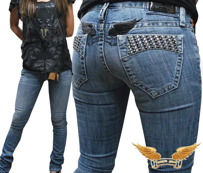 ロビンズ ジーン レディース デニム スワロフスキー ローライズ ジーンズ ROBIN S JEAN MARILYN C114 3D.MED W06 インポート LAセレブ ハイブランド パンツ セレ