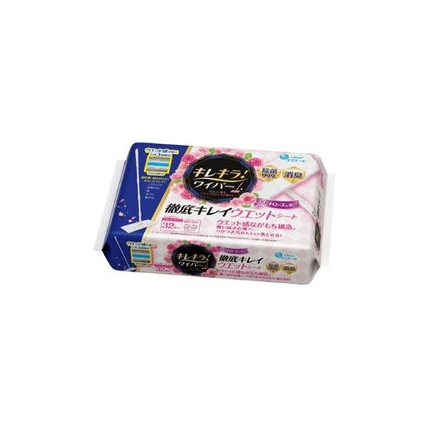 （まとめ）大王製紙 キレキラ！ ウェットシート32枚 ローズ[x10セット]