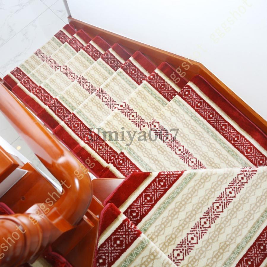 階段マット ふかふか 花柄 滑り止め 欧風 厚手 階段マット ギー製 高級階段マット 滑り止め付き 素足が喜ぶ 長方形 丸い角 ペルシャ絨毯 伝統柄 ふわふわ