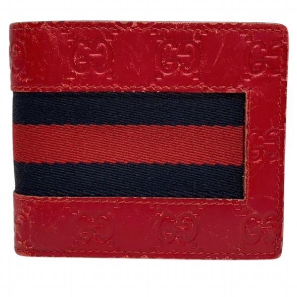 グッチ グッチシマ 408827 レザー キャンバス 札入れ 2つ折り財布 ユニセックス【中古】