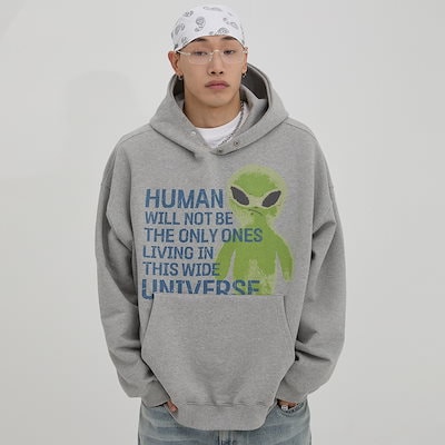 ★韓国の人気【HOODHOOD】★Alien Graphic Overfit Sweatshirt★ HOODHOOD）Alien Graphic Overfit Sweatshirt | 2color