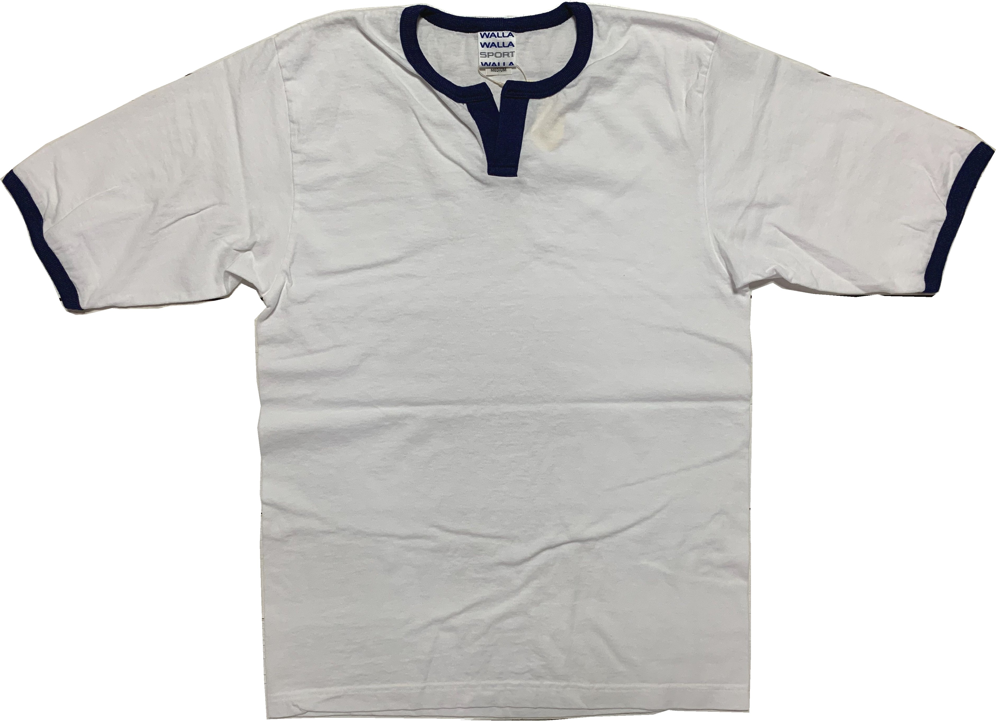 ハーフスリーブ スプリットネック リンガーティー ネイビー メンズ Tシャツ 日本製 020