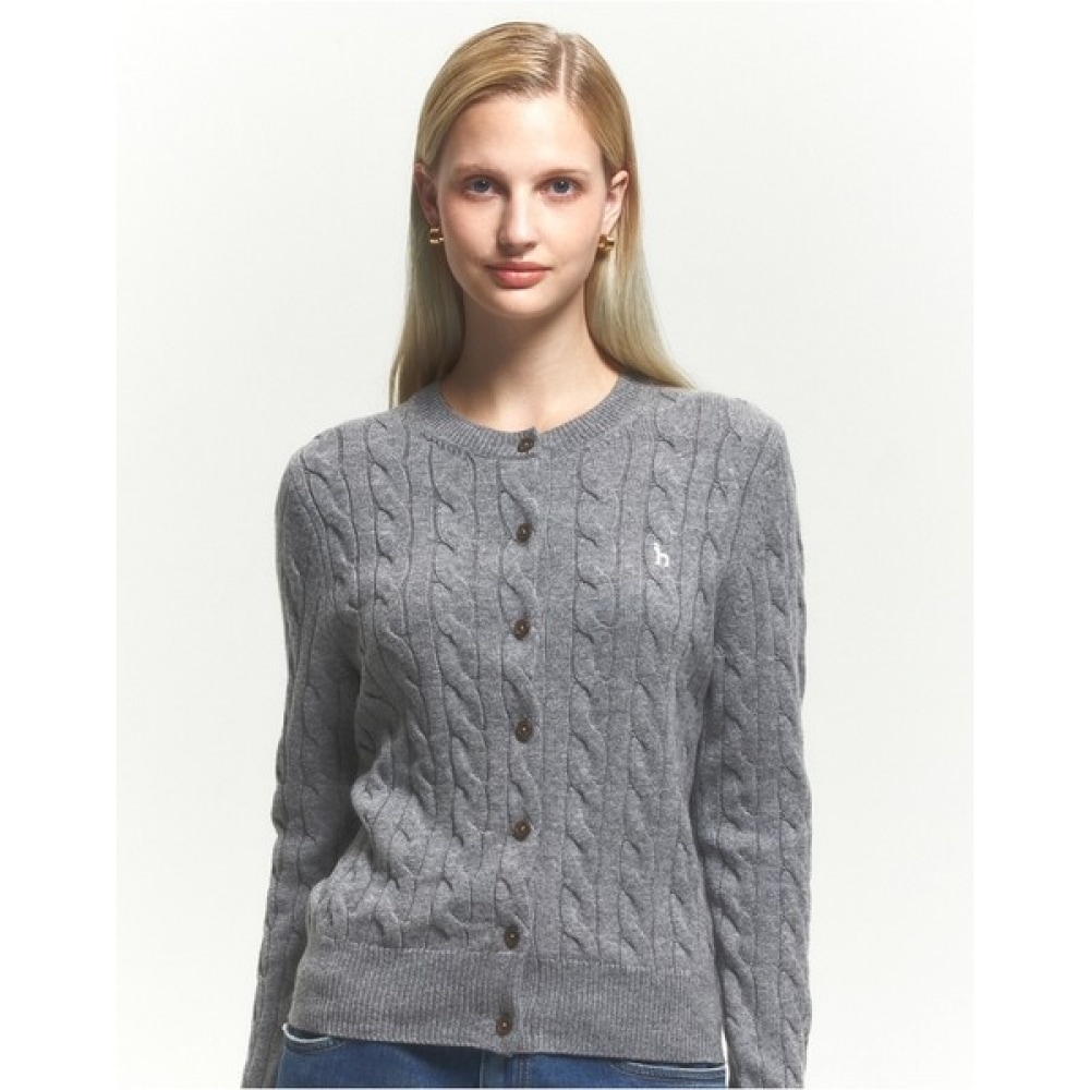 (ヘッジスレディース) 24FW ケーブルカーディガングレー HSSW4DC84G2