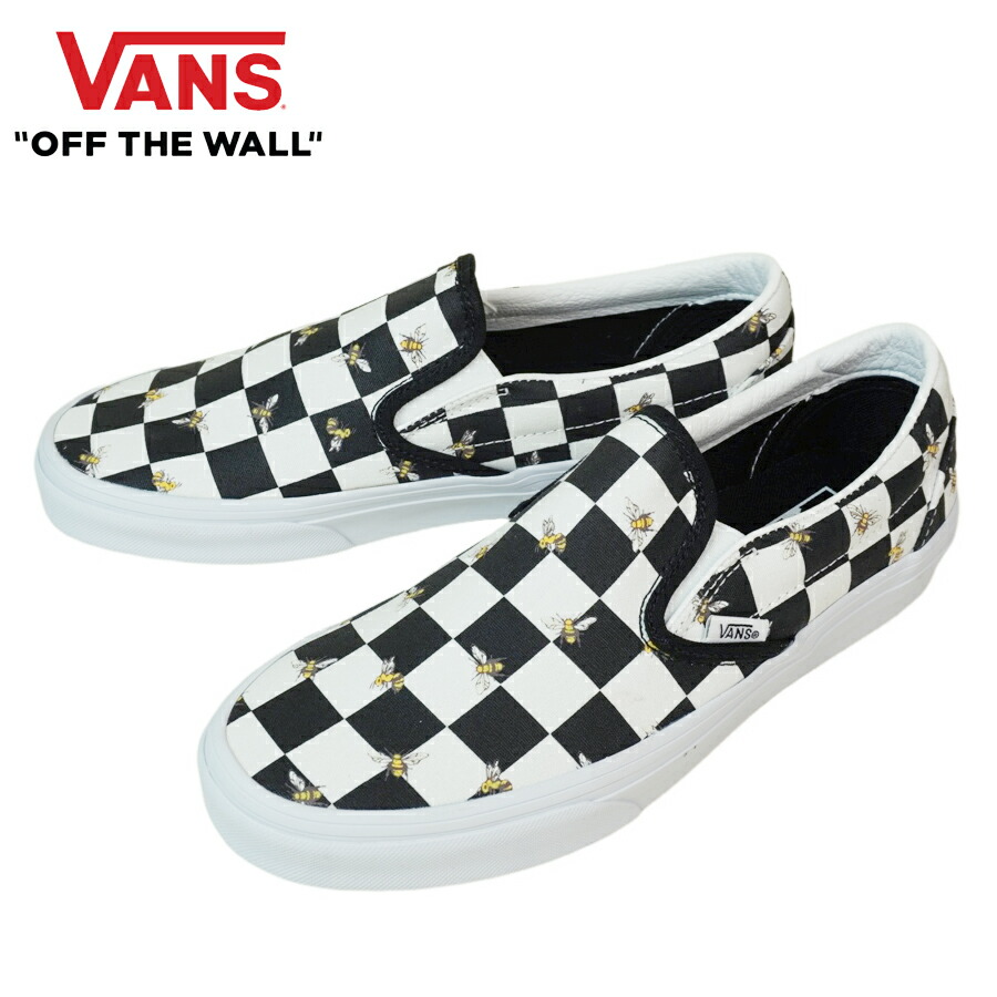 VANS スニーカーVANS ヴァンズ バンズ【箱なし】CLASSIC SLIP ON スリッポン スリップオンBEE CHECK BLACK/TRUE WHI
