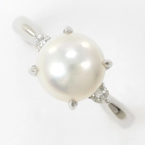 PT900 プラチナ リング 16.5号 パール(真珠) 約9mm ダイヤ 0.09 中古