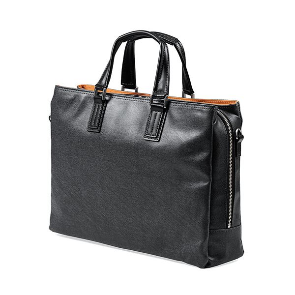 サンワダイレクト 日本製ビジネスバッグ(岡山デニム使用2WAYダブル収納三方ファスナーブラック) 200-BAG146BK 1個