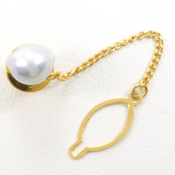 K18 18金 YG イエローゴールド 合金 ピンブローチ パール ジュエリー 中古