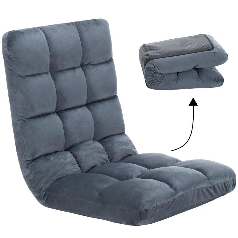 座椅子 ふわもこ 14段階 リクライニング コンパクト 折りたたみ ハイバック 1人掛け ソファー 柔らかな肌触り フロアチェア ローソファ あぐら 1人掛け ゲーミング リビング 和室 座敷 低反発