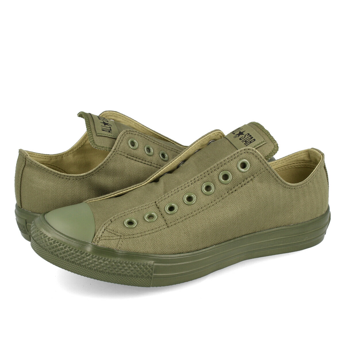 感謝の声続々！ STAR ALL CONVERSE LIGHT OLIVE OX SLIP ML-HERRINGBONE カジュアル  cm:US7.0-25.5cm - flaviogimenis.com.br