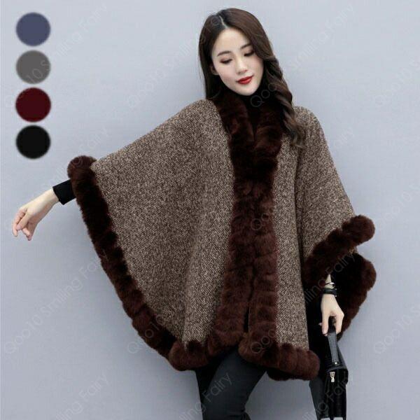 ケープ コート マントコート ポンチョ コート ショール 大きめ ゆったり レディース 女性 韓国風 秋服 冬服 防寒着 体型カバー おしゃれ エレガント フェミニン-80