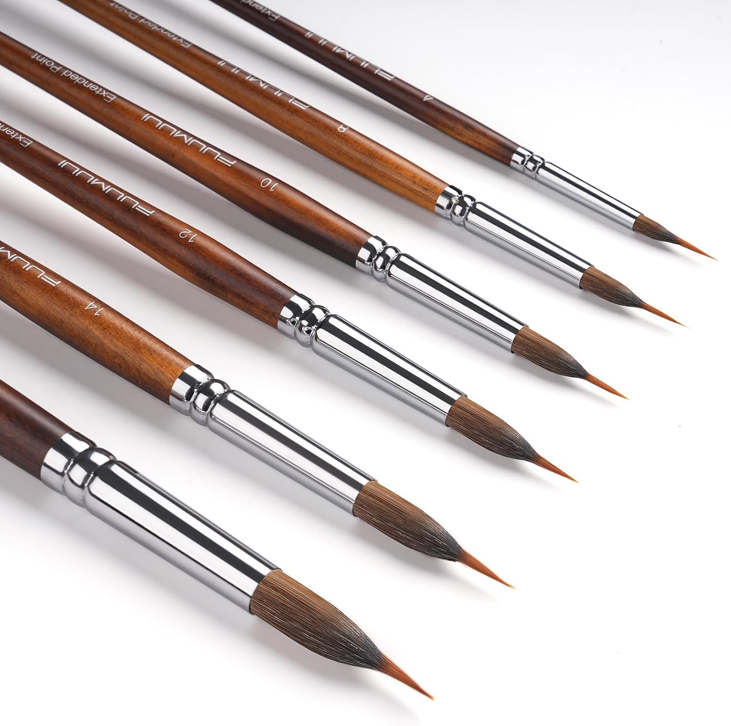 水彩画筆セットKolinskyセーブル毛筆延長針状先端ブラシ 合成素材の超長針先ブラシ6本画筆絵の具 筆絵筆セット水彩画アクリル画ガッシュ画材プロフェッショナルシリーズ多用途