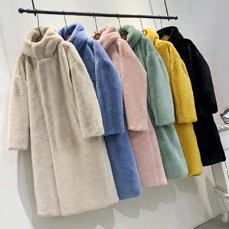 秋冬 韓国ファッションエコファー コート ふわふわ モコモココート ボアパーカー レディース 冬アウター モコモコ 防寒可愛い 膝下丈 肌触り良く 柔らい おしゃれ 大人30%制限