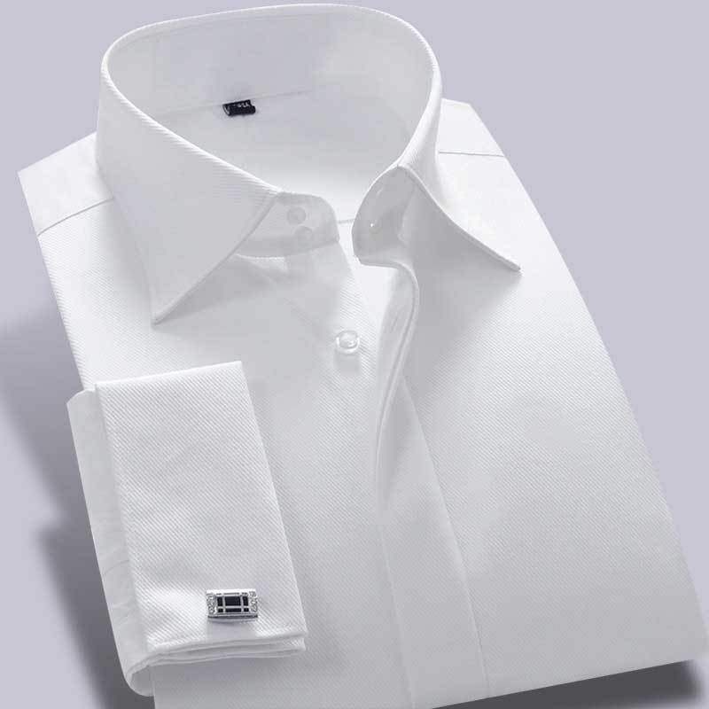 11 新しいフレンチホワイトシャツメンズロングスリーズプロフェッショナルビジネスシャツ白いベースシャツカフリンク r n1001-ホワイト普通のアクセスコントロールを摂取します r n1002