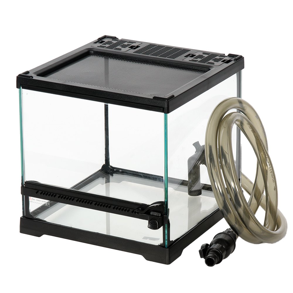 爬虫類ケージ　テラスペース　２１X２１X２０ｃｍ　穴あり　ドレン付き　爬虫類　両生類　飼育ケージ　テラリウム　ＣＲＣ17―15―05―15―00