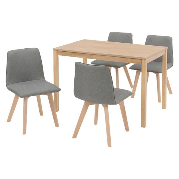 ダイニング5点セット[テーブル（110x70cm ナチュラル）x１ チェア（グレー）x4] 組立品