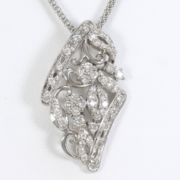 K18 18金 WG ネックレス ダイヤ 0.60 カード鑑別書 ジュエリー 中古