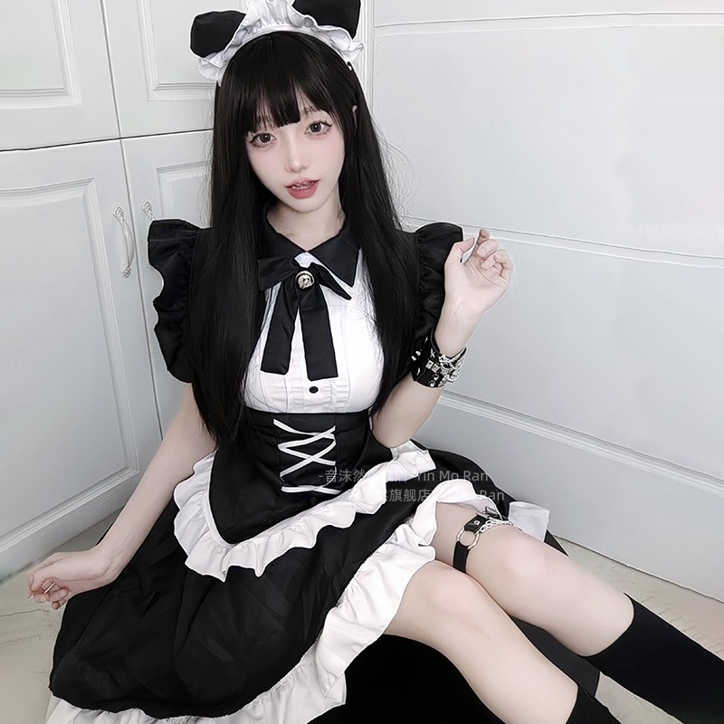 正規品販売白黒コントロール暗黒系コスプレメイド服ワンピース にじげん動漫 アニメコスチュームcos衣装