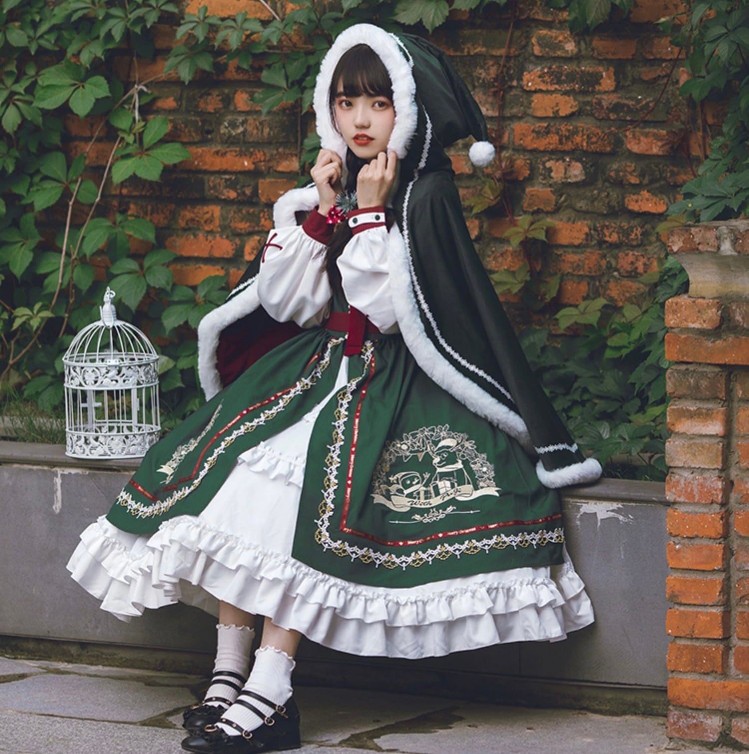 新作オリジナル高質ロリータワンピースとポンチョセットアップ 二次元かわいい新作公主 かわいい ロリ学園祭 文化祭 ロリータゴスロリメイド服洋装 A29