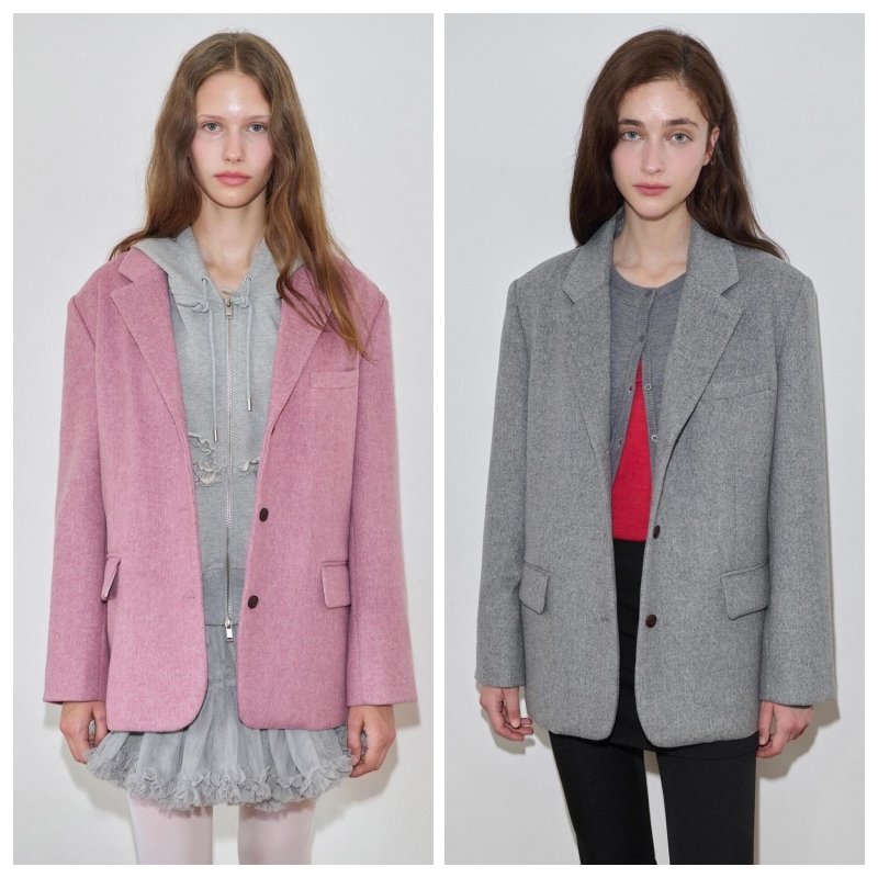 【SINOON】 HAIRY WOOL CLASSIC BLAZER : 2COLORS