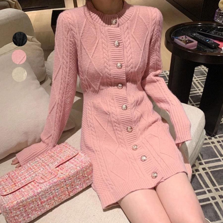 新品登場 ケーブルニットワンピース ミニ きれいめ