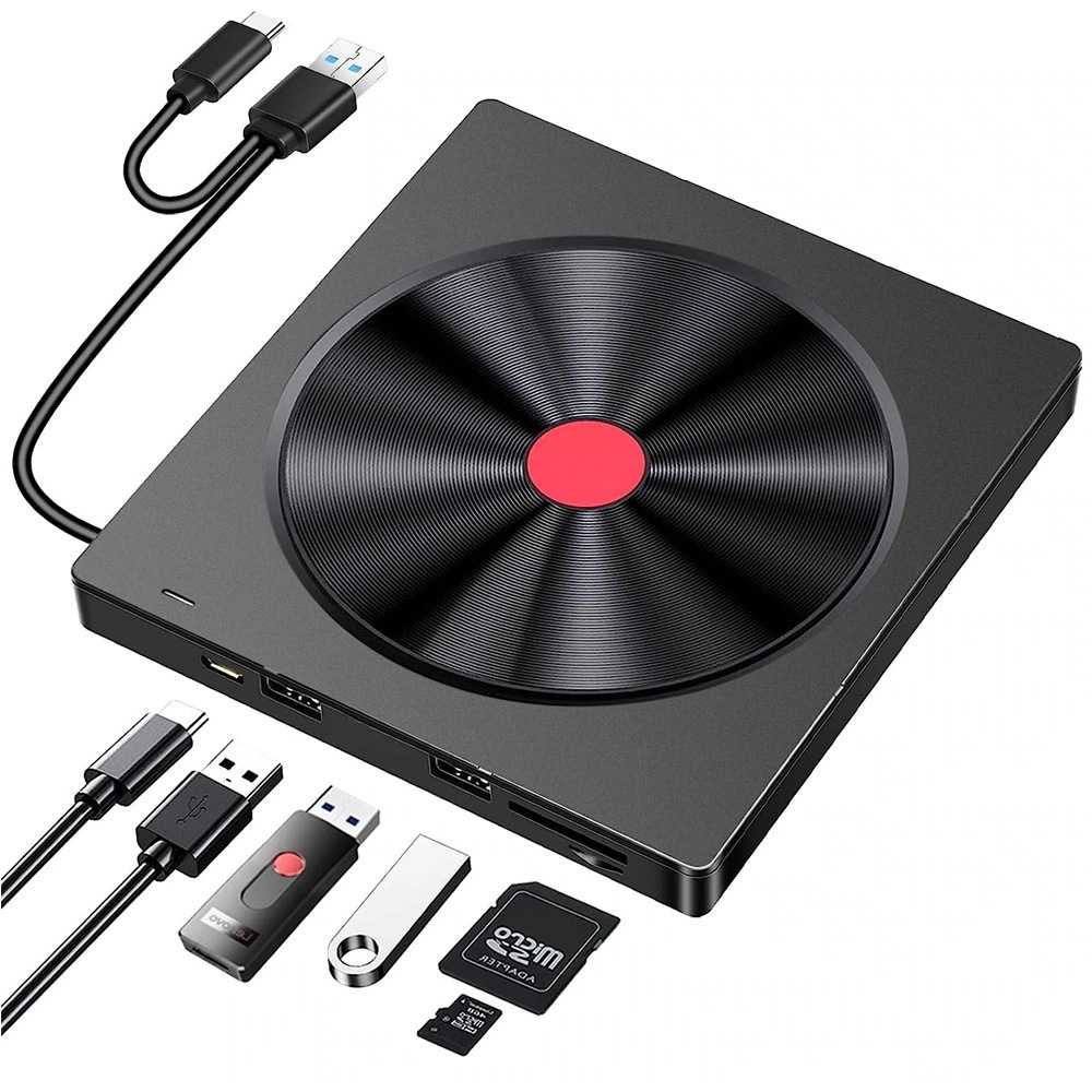 cdプレーヤー 5-in-1 多機能外付け光学ドライブ トップ Cd バーナー Dvd-rw プレーヤー読み取り可能メモリ カード
