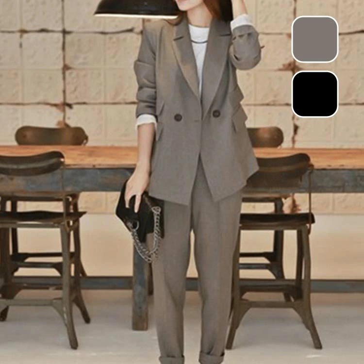 【期間特恵】パンツ セットアップ セット セットアップ レディース ブラック グレー 2colors SMLXL 学生 通勤 女性 就職活動 通学 入学式 卒業式 春夏 卒業式 OL 仕事 通勤 ビ
