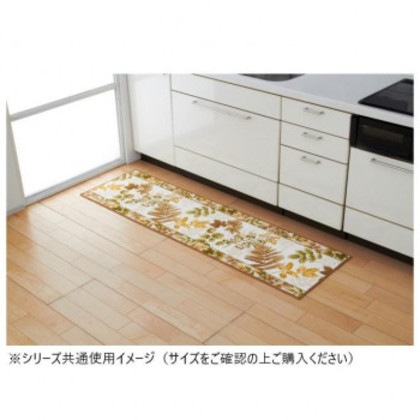 南洋柄 キッチンマット(抗菌防臭 吸水速乾) 日本製 50×180cm ブラウン