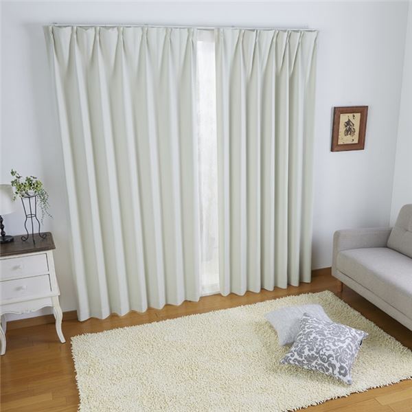 プルット ドレープ カーテン 約幅200cmx丈178cm アイボリー 1枚