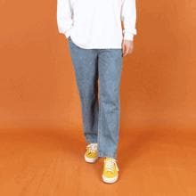 WCL539 ウォッシング バンディング ワイド デニムパンツ