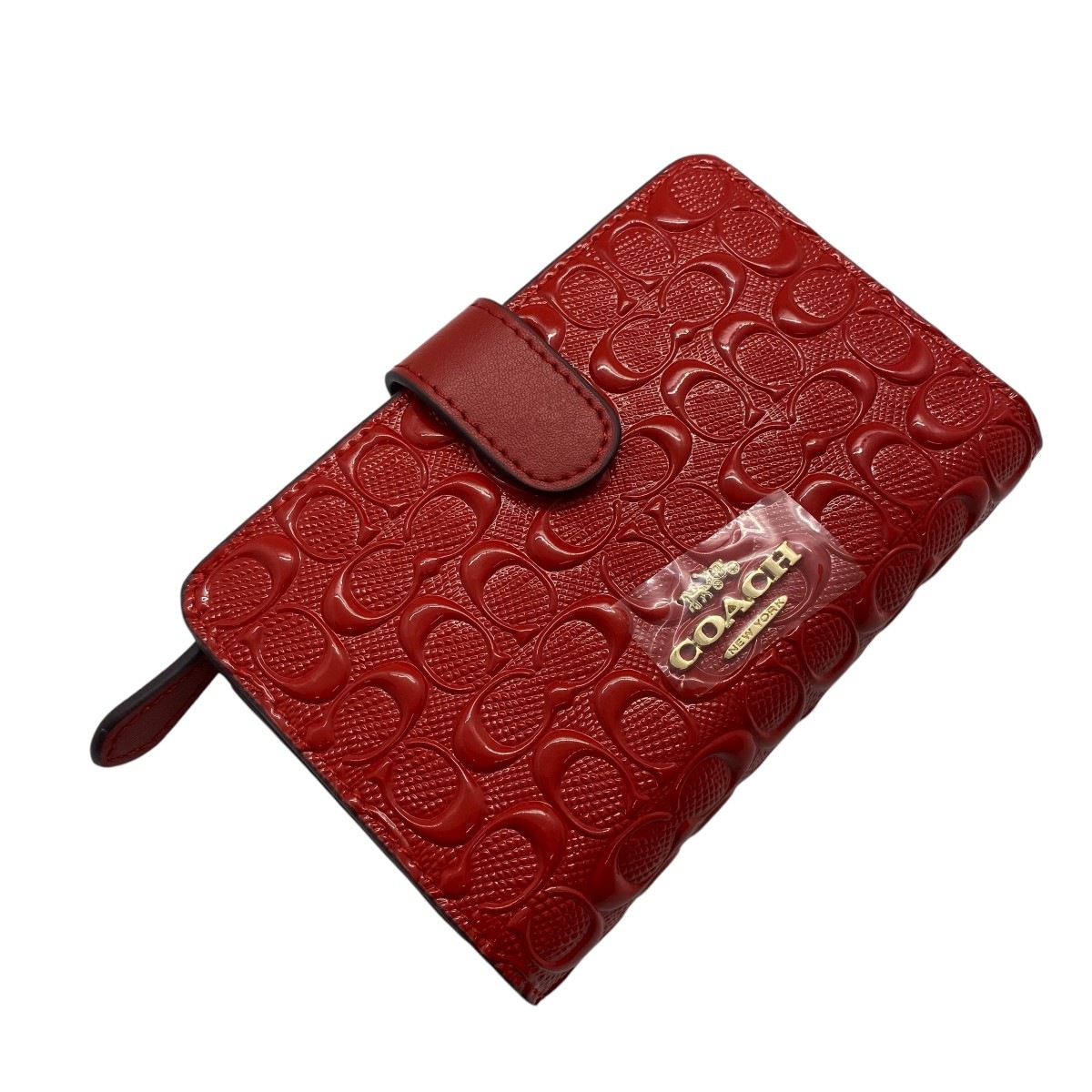 COACH コーチ エンボスパテントレザー 折財布 F25937 アウトレット レディース レッド系 店頭展示品 感謝セール