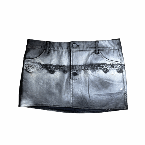 SILVER COATED FAKE LEATHER SKIRT