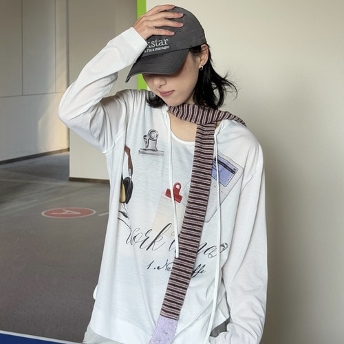 Y2KシースルークロップルーズフィットTシャツ