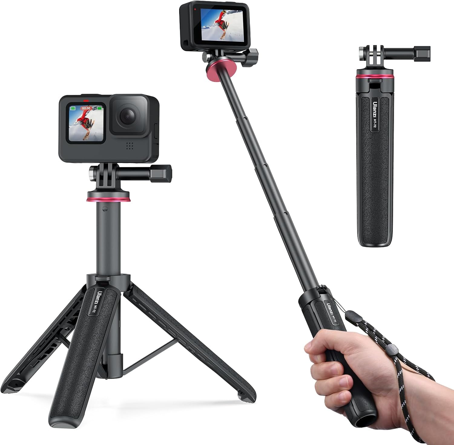 三脚 卓上三脚 51cm延長 4段伸縮 軽量 三脚一脚兼用 アクションカメラ 自撮り棒 対応機種 GoPro Hero 13/12/11/10/9 Action 5 Pro/4 Insta360