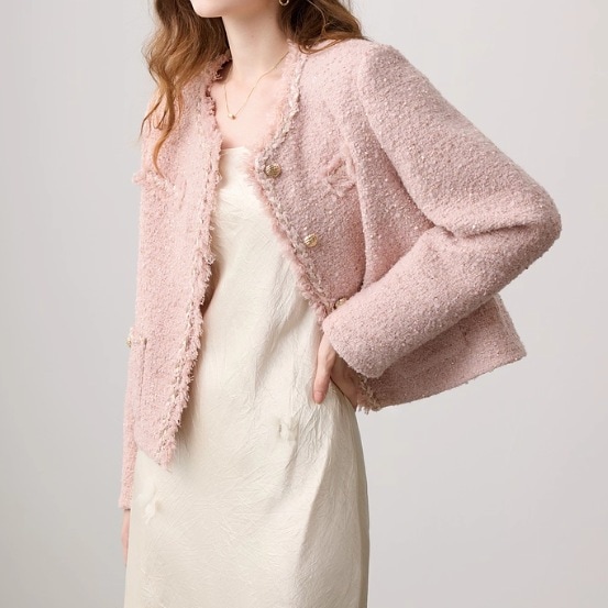 秋冬 アウター 女性用 ショート丈 コート 高級感 ラウンドネック 韓国ファッション ジャケット レディース 韓国ファッション