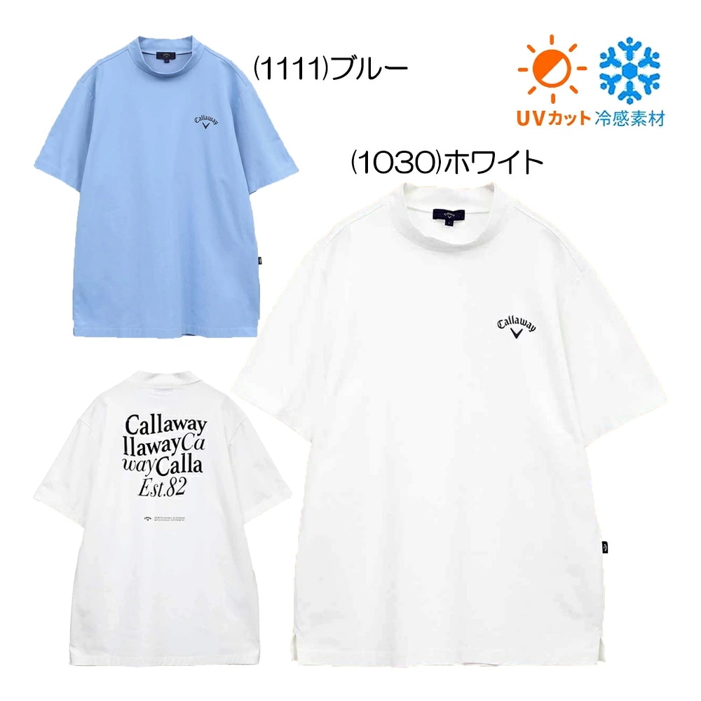 天竺バックプリントモックネック-3℃裏クール C25134122 メンズゴルフウェア 春夏 2025