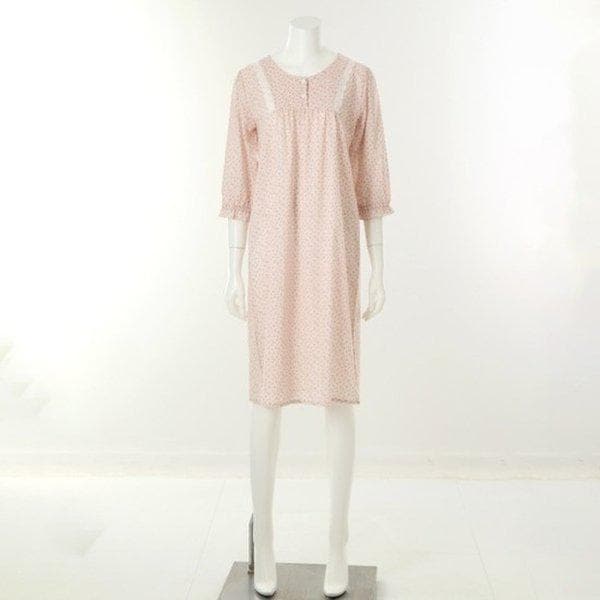 綿80番手)敏感肌におすすめ)女性らしいロマンチックアサ小花柄ワンピース2D_J(VEVA102L)