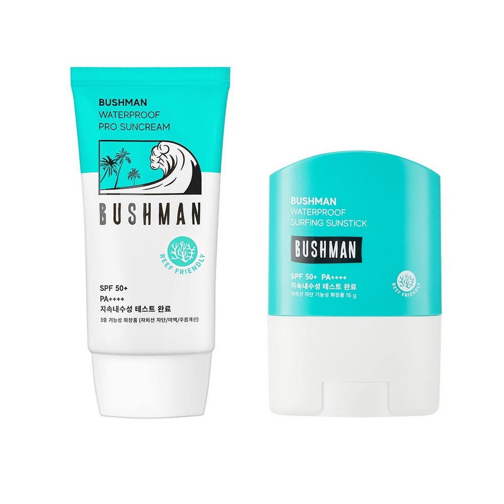 ブッシュマンウォータープルーフサンクリーム50g+サーフィンサンスティック16g SPF50+PA++++セット