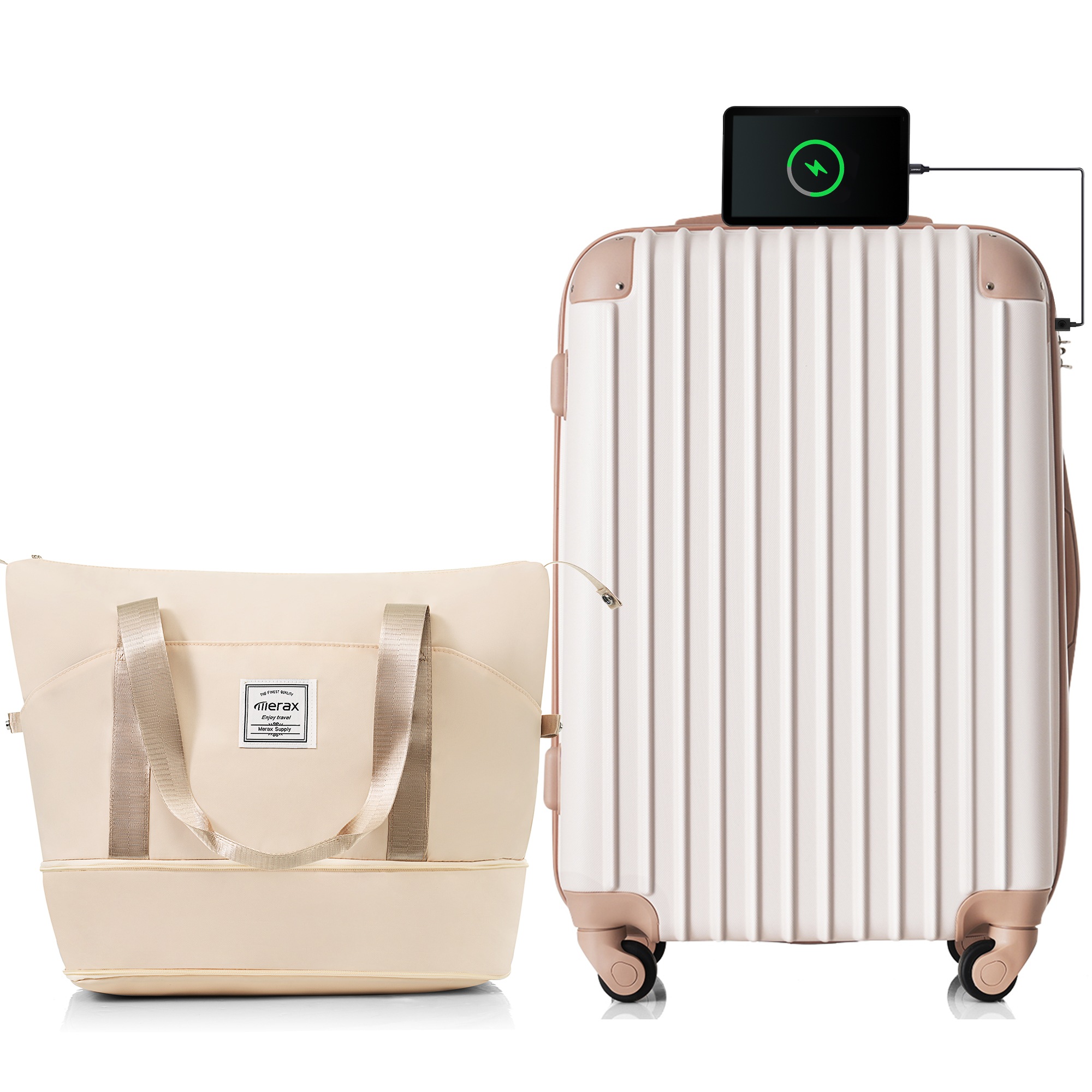 【2枚購入で100円OFF】スーツケース Mサイズ USB充電ポート付き ドリンクホルダー付き キャリーバッグ キャリーケース 4日 7日 中型 TSAロック搭載 トートバッグ ハンドバッグ レディー 13,217円